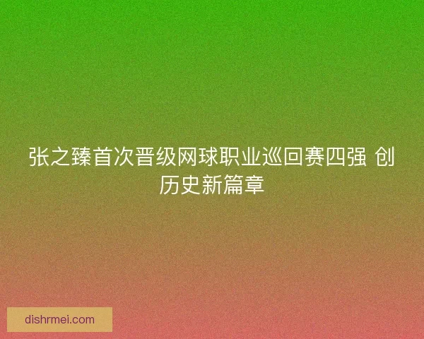 张之臻首次晋级网球职业巡回赛四强 创历史新篇章