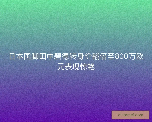 日本国脚田中碧德转身价翻倍至800万欧元表现惊艳